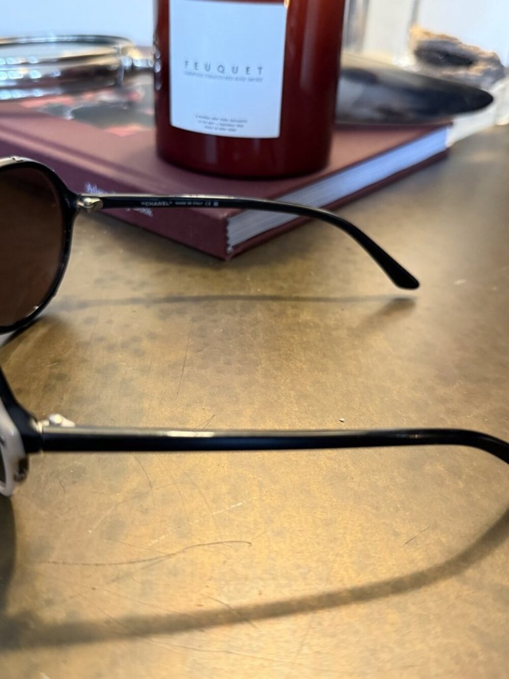 CHANEL Nude & Black Logo Frame Sunglasses O/S - Picture 4 of 7